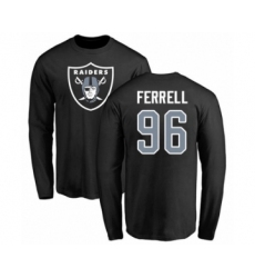 Football Oakland Raiders #96 Clelin Ferrell Black Name & Number Logo Long Sleeve T-Shirt