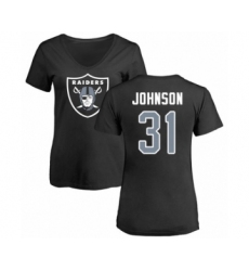 Football Women's Oakland Raiders #31 Isaiah Johnson Black Name & Number Logo T-Shirt