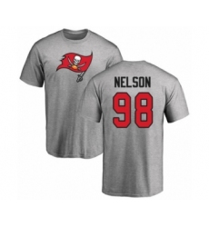 Football Tampa Bay Buccaneers #98 Anthony Nelson Ash Name & Number Logo T-Shirt