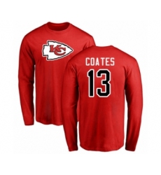 Football Kansas City Chiefs #13 Sammie Coates Red Name & Number Logo Long Sleeve T-Shirt