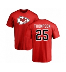 Football Kansas City Chiefs #25 Darwin Thompson Red Name & Number Logo T-Shirt