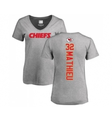 Football Women's Kansas City Chiefs #32 Tyrann Mathieu Ash Backer V-Neck T-Shirt