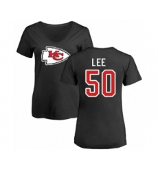 Football Women's Kansas City Chiefs #50 Darron Lee Black Name & Number Logo Slim Fit T-Shirt