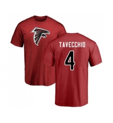 Football Atlanta Falcons #4 Giorgio Tavecchio Red Name & Number Logo T-Shirt