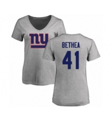 Football Women's New York Giants #41 Antoine Bethea Ash Name & Number Logo T-Shirt