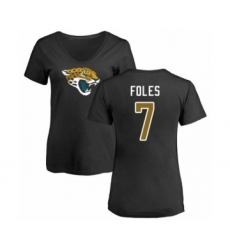 Football Women's Jacksonville Jaguars #7 Nick Foles Black Name & Number Logo Slim Fit T-Shirt