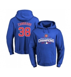 Cubs #38 Carlos Zambrano Blue 2016 World Series Champions Pullover MLB Hoodie