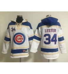 Men's Chicago Cubs #34 Jon Lester White Hoodie