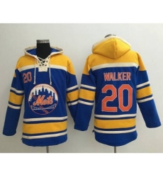 Men's New York Mets #20 Neil Walker Blue With Orange Baseball MLB Hoodie