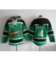 Men's St. Louis Cardinals #4 Yadier Molina Green MLB Hoodie