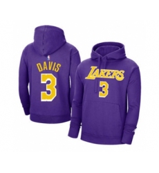 Men's Los Angeles Lakers #3 Anthony Davis 2021 Purple Pullover Basketball Hoodie