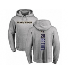Football Baltimore Ravens #28 Justin Bethel Ash Backer Pullover Hoodie