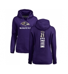 Football Women's Baltimore Ravens #21 Tyler Ervin Purple Backer Pullover Hoodie