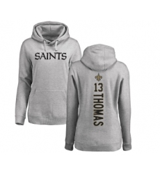 Football Women's New Orleans Saints #13 Michael Thomas Ash Backer Pullover Hoodie