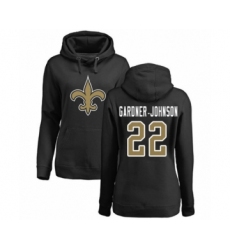 Football Women's New Orleans Saints #22 Chauncey Gardner-Johnson Black Name & Number Logo Pullover Hoodie