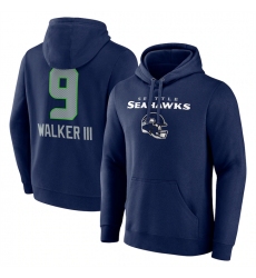 Men's Seattle Seahawks #9 Kenneth Walker III Navy Team Wordmark Player Name & Number Pullover Hoodie