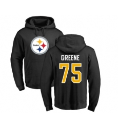Football Pittsburgh Steelers #75 Joe Greene Black Name & Number Logo Pullover Hoodie