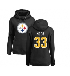 Football Women's Pittsburgh Steelers #33 Merril Hoge Black Name & Number Logo Pullover Hoodie