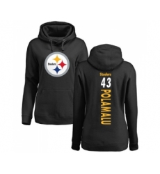 Football Women's Pittsburgh Steelers #43 Troy Polamalu Black Backer Pullover Hoodie