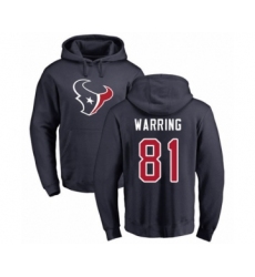 Football Houston Texans #81 Kahale Warring Navy Blue Name & Number Logo Pullover Hoodie