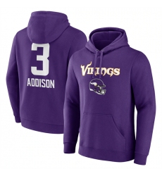 Men's Minnesota Vikings #3 Jordan Addison Purple Team Wordmark Player Name & Number Pullover Hoodie