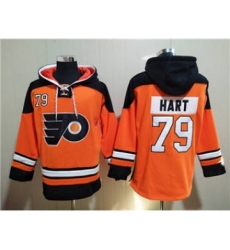 Men's Philadelphia Flyers #79 Carter Hart Orange Ageless Must-Have Lace-Up Pullover Hockey Hoodie