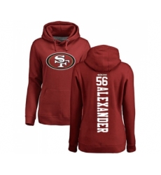 Football Women's San Francisco 49ers #56 Kwon Alexander Red Name & Number Logo Pullover Hoodie
