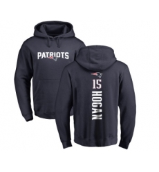 Football New England Patriots #15 Chris Hogan Navy Blue Backer Pullover Hoodie