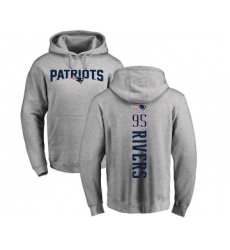 Football New England Patriots #95 Derek Rivers Ash Backer Pullover Hoodie