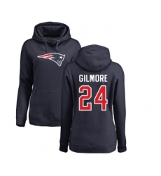 Football Women's New England Patriots #24 Stephon Gilmore Navy Blue Name & Number Logo Pullover Hoodie
