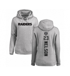 Football Women's Oakland Raiders #23 Nick Nelson Ash Backer Pullover Hoodie