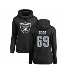 Football Women's Oakland Raiders #69 Denzelle Good Black Name & Number Logo Pullover Hoodie