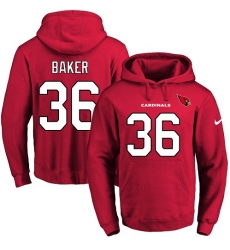 NFL Men Nike Arizona Cardinals #36 Budda Baker Red Name & Number Pullover Hoodie
