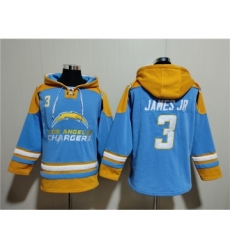Men's Los Angeles Chargers #3 Derwin James Jr. Blue Ageless Must-Have Lace-Up Pullover Hoodie