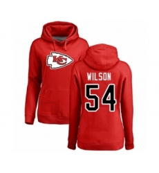 Football Women's Kansas City Chiefs #54 Damien Wilson Red Name & Number Logo Pullover Hoodie