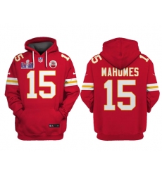 Men's Kansas City Chiefs #15 Patrick Mahomes Red Super Bowl LVIII Patch Limited Edition Hoodie