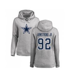 Football Women's Dallas Cowboys #92 Dorance Armstrong Jr. Ash Name & Number Logo Pullover Hoodie