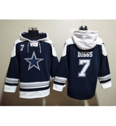 Men's Dallas Cowboys #7 Trevon Diggs Navy Blue Ageless Must Have Lace Up Pullover Hoodie