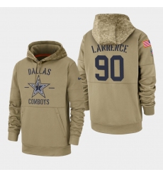 Men's Dallas Cowboys #90 Demarcus Lawrence 2019 Salute to Service Sideline Therma Pullover Hoodie - Tan