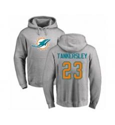 Football Miami Dolphins #23 Cordrea Tankersley Ash Name & Number Logo Pullover Hoodie
