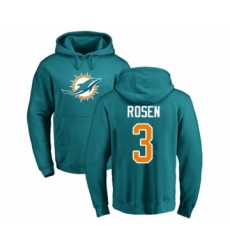 Football Miami Dolphins #3 Josh Rosen Aqua Green Name & Number Logo Pullover Hoodie