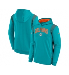 Mens Miami Dolphins Aqua Sideline Stack Performance Pullover Hoodie