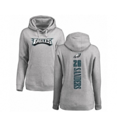 Women's Philadelphia Eagles #26 Miles Sanders Ash Backer Pullover Hoodie