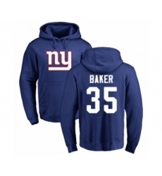 Football New York Giants #35 Deandre Baker Royal Blue Name & Number Logo Pullover Hoodie