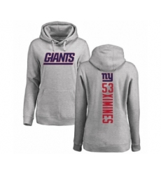 Football Women's New York Giants #53 Oshane Ximines Ash Backer Pullover Hoodie