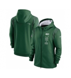 Men's New York Jets 2021 Green Sideline Team Performance Full-Zip Hoodie