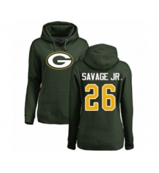 Football Women's Green Bay Packers #26 Darnell Savage Jr. Green Name & Number Logo Pullover Hoodie
