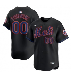 Men's New York Mets Active Player Cutsom 2024 Black Alternate Limited Stitched Baseball Jersey