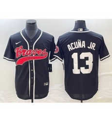 Men's Atlanta Braves #13 Ronald Acuna Jr Black Cool Base Stitched Baseball Jersey