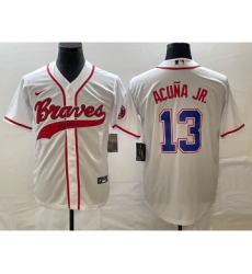 Men's Atlanta Braves #13 Ronald Acuna Jr White Cool Base Stitched Baseball Jersey1